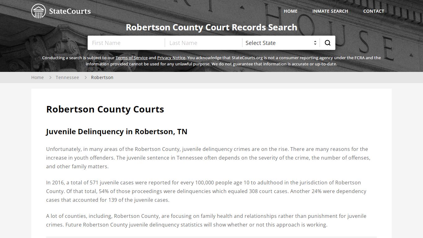 Robertson County, TN Courts - Records & Cases - StateCourts